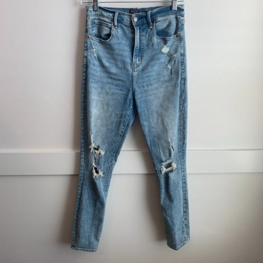 Abercrombie & Fitch Light Wash Ultra High Rise Super Skinny Ankle Jeans